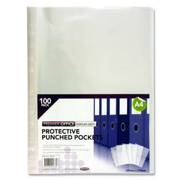 A4 PUNCHED POCKETS - PACK 100